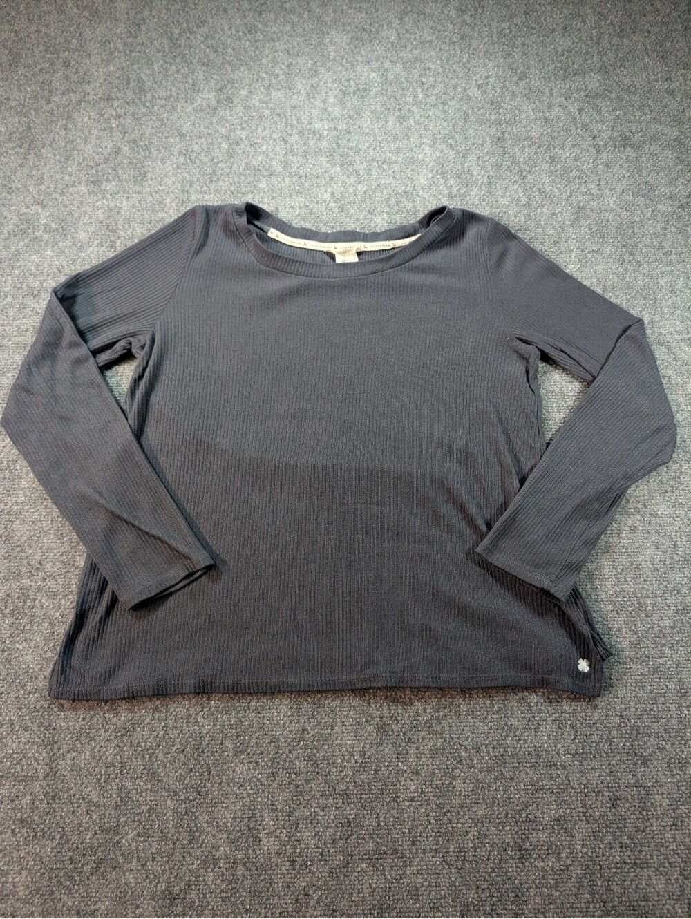 Lucky Brand Women's Medium Long Sleeve Ribbed Top Gray